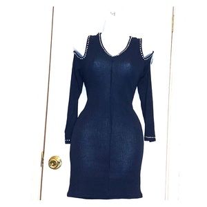 Navy blue below the knee sweater dress